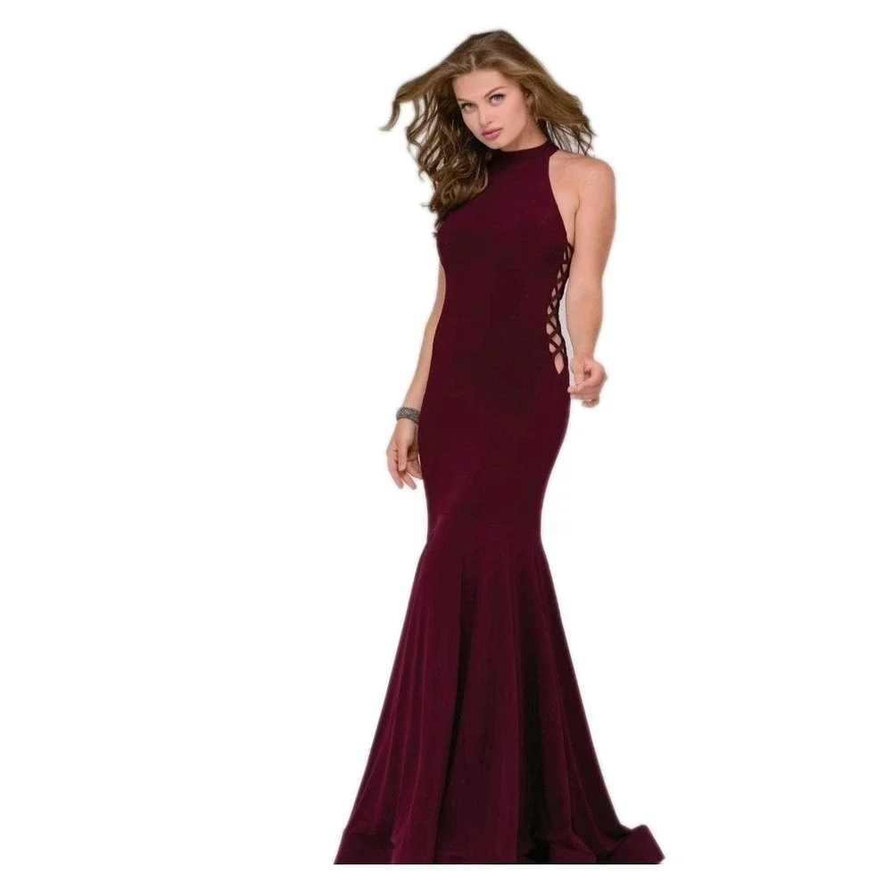 Jovani | Dresses | Jovani Prom Dress Long Nwt 485 Size 4 Burgundy Stretch  Lined Zip | Poshmark